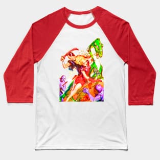 women warrior, alien reptile, sword of fire, planet, the dead star, retro comic vintage pin up girl Baseball T-Shirt